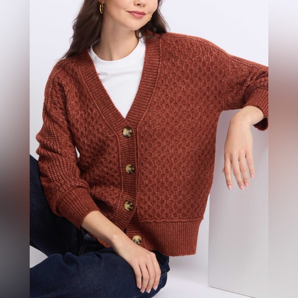 NEW MARKET & SPRUCE GOLDIE CABLE KNIT CARDIGAN